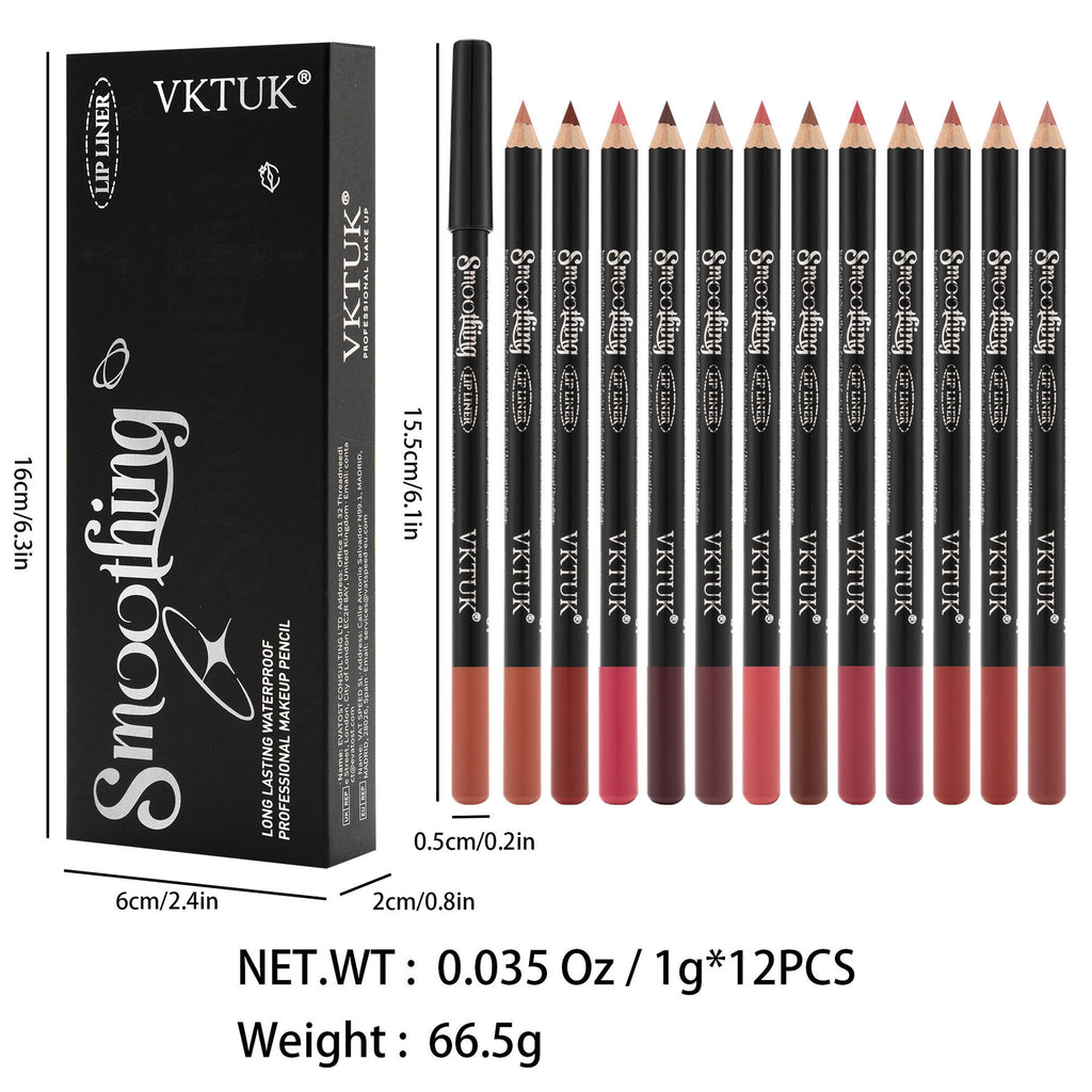 Matte Lip Liner Set 12 Colors Non-Smudge