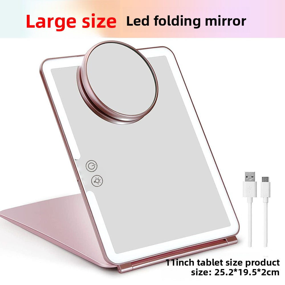 Portable LED Makeup Mirror with Three-Color Light